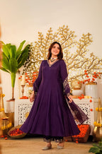 Pure Chanderi Embroidery Work Kurta Suit Set