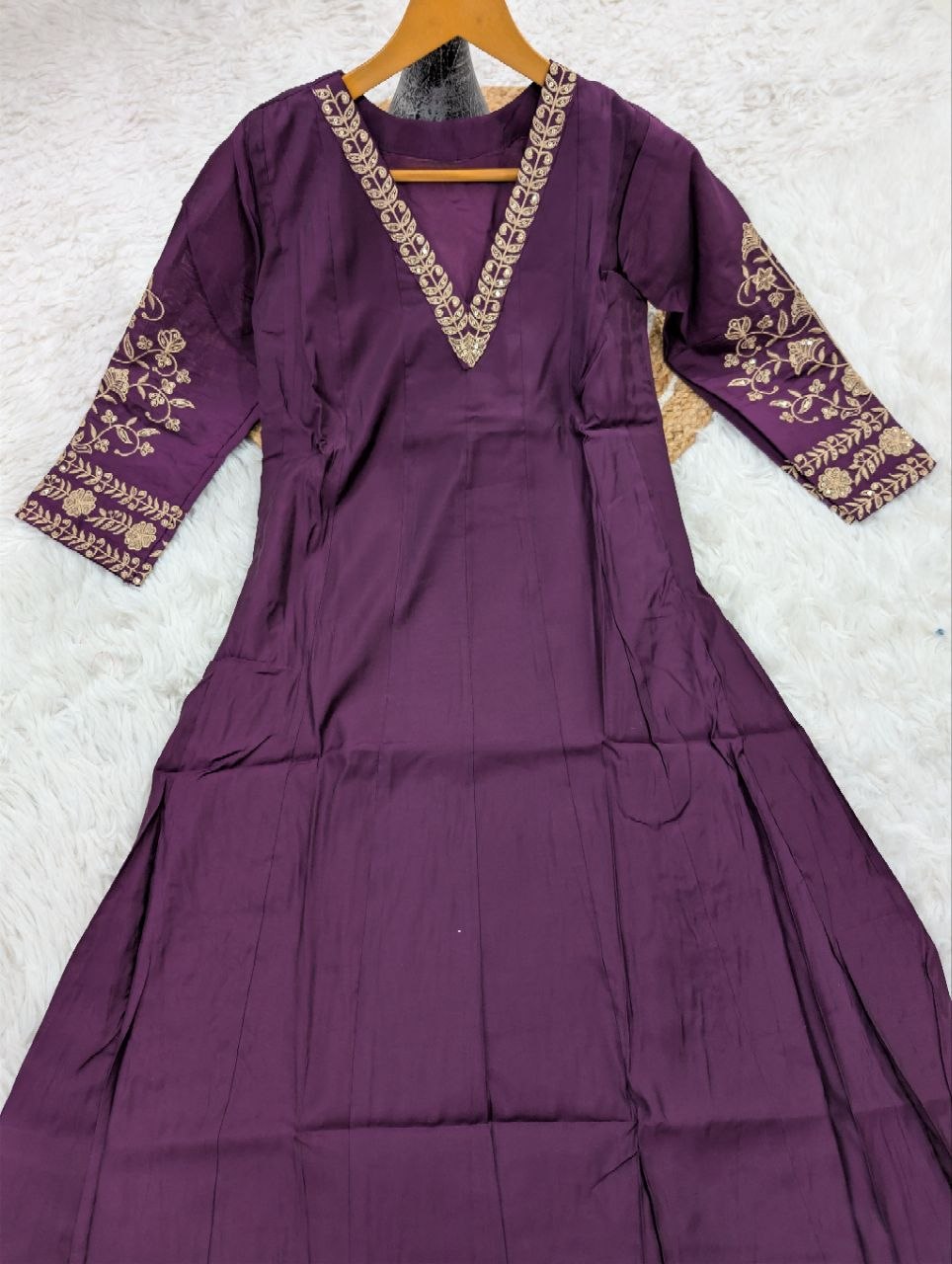 Pure Chanderi Embroidery Work Kurta Suit Set