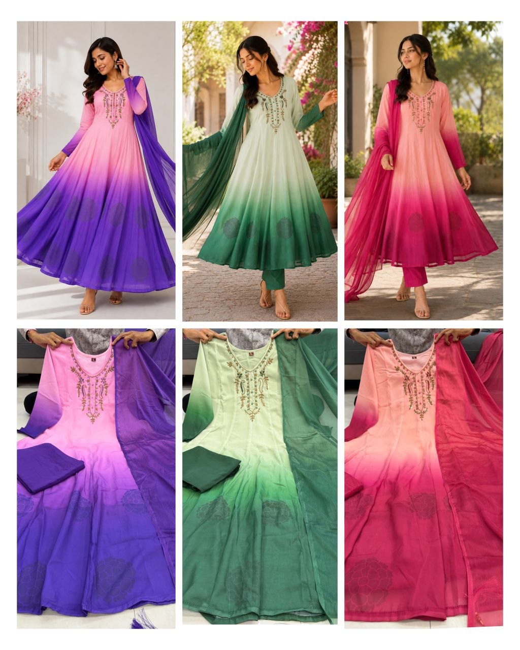 Party Wear Chiffon Anarkali Suit Set