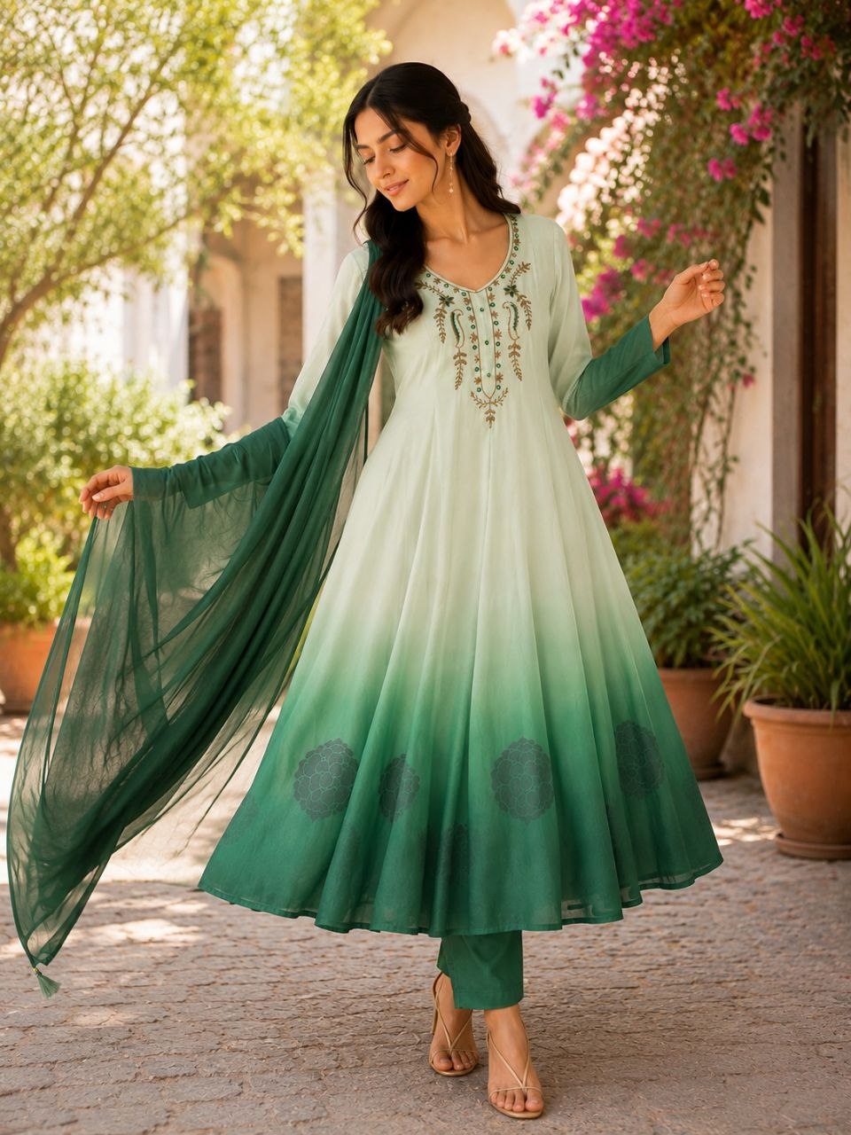 Party Wear Chiffon Anarkali Suit Set