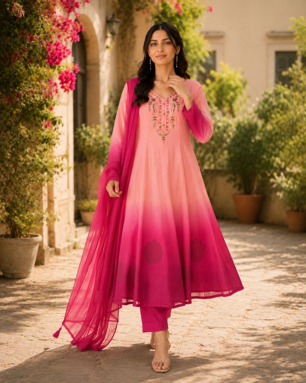 Party Wear Chiffon Anarkali Suit Set