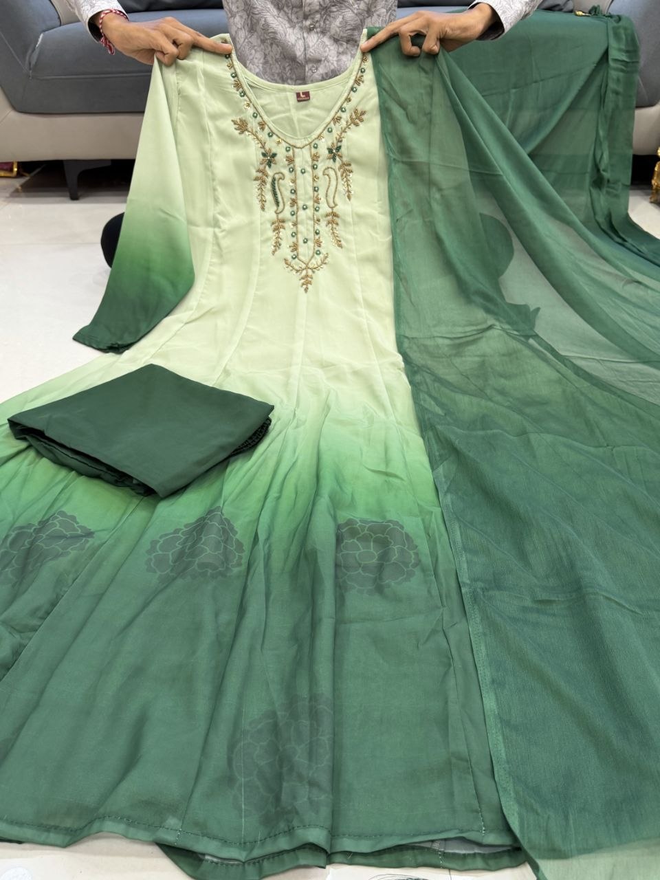 Party Wear Chiffon Anarkali Suit Set