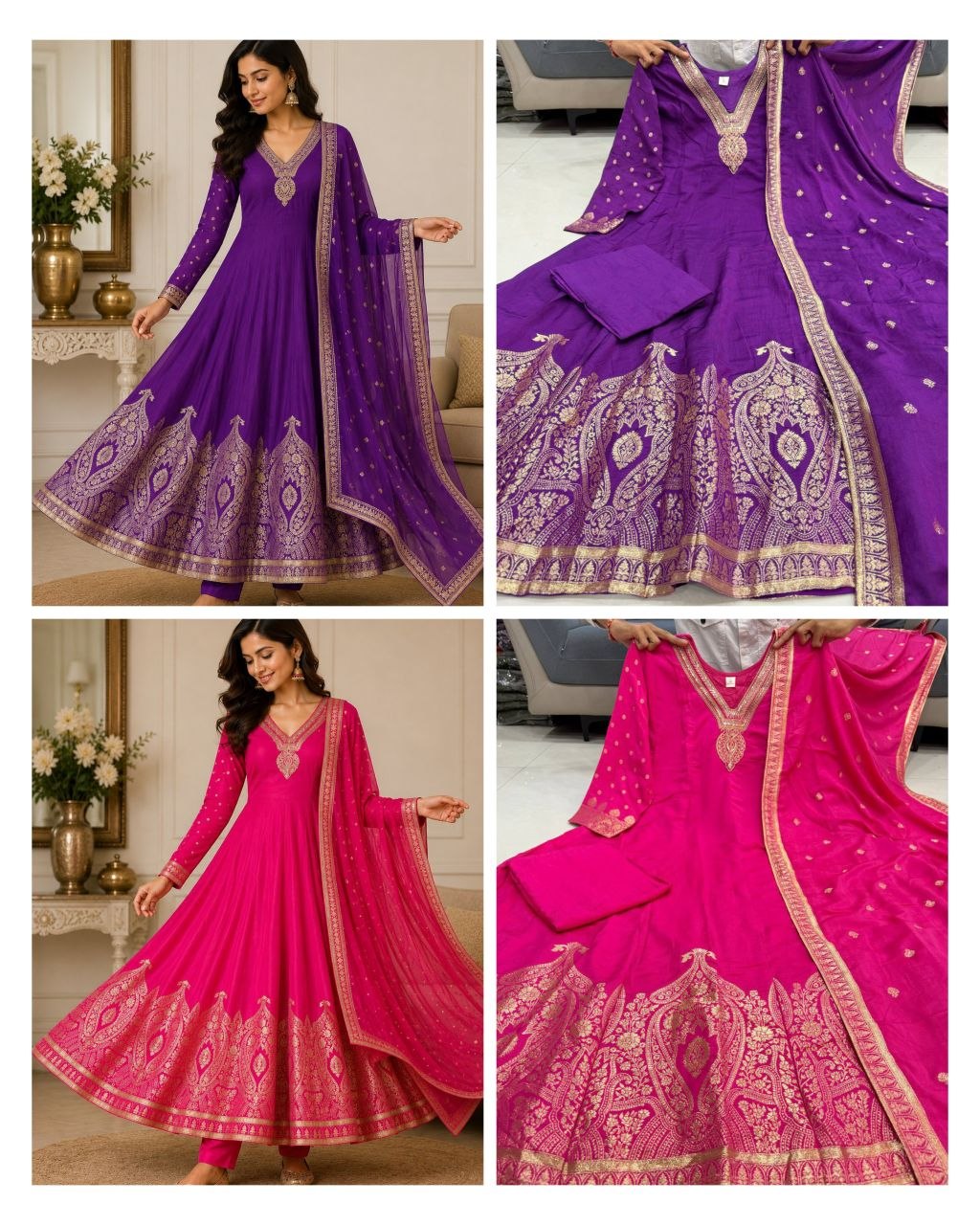Festive Banarasi SilK Anarkali Suit Set