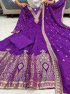 Festive Banarasi SilK Anarkali Suit Set