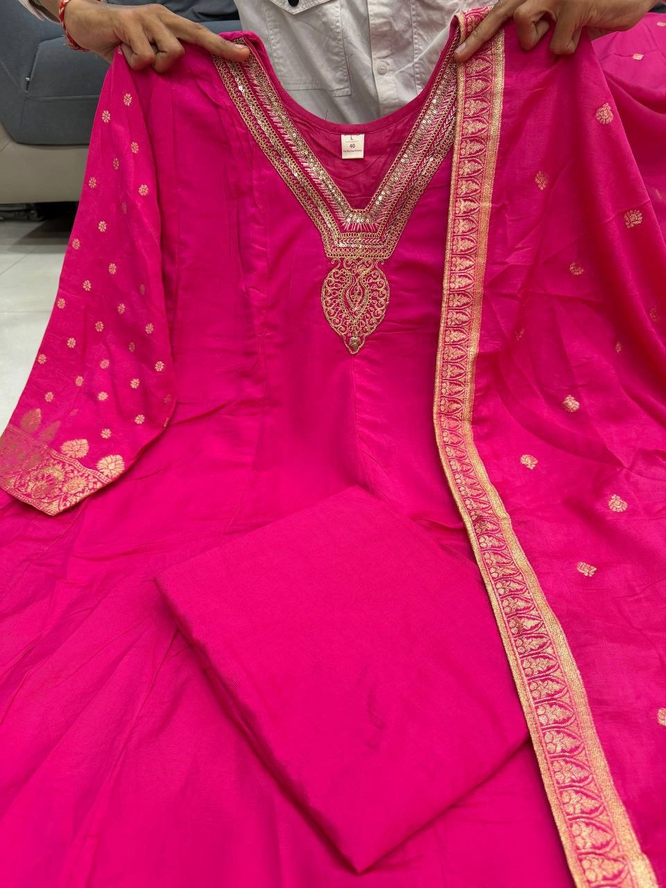 Festive Banarasi SilK Anarkali Suit Set