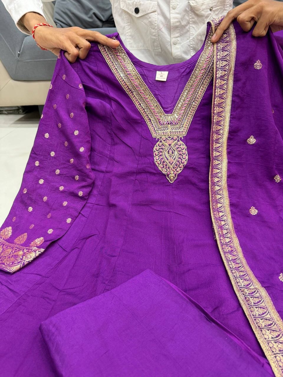 Festive Banarasi SilK Anarkali Suit Set