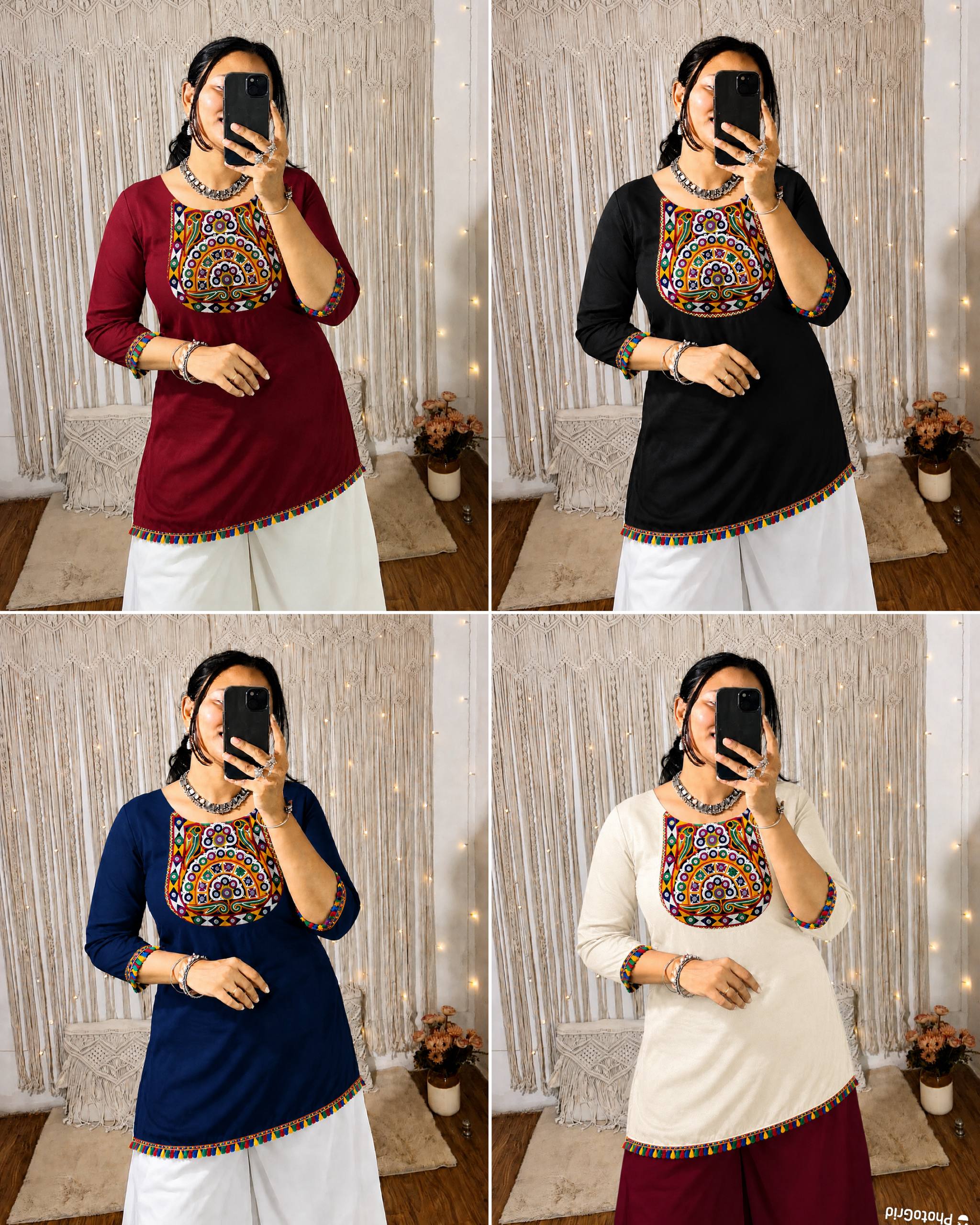 Rayon Mirrow Work Festive Top Collection