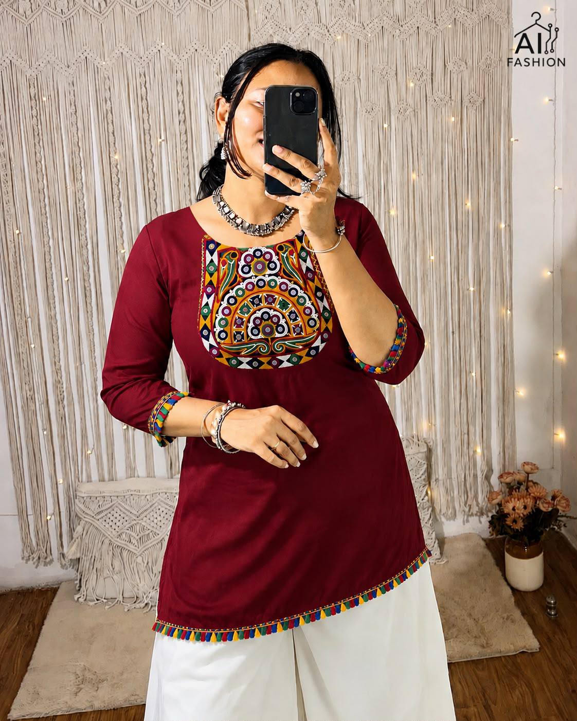 Rayon Mirrow Work Festive Top Collection