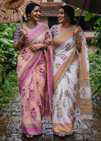 Mul Cotton Sanganeri Block Print Saree With Blouse