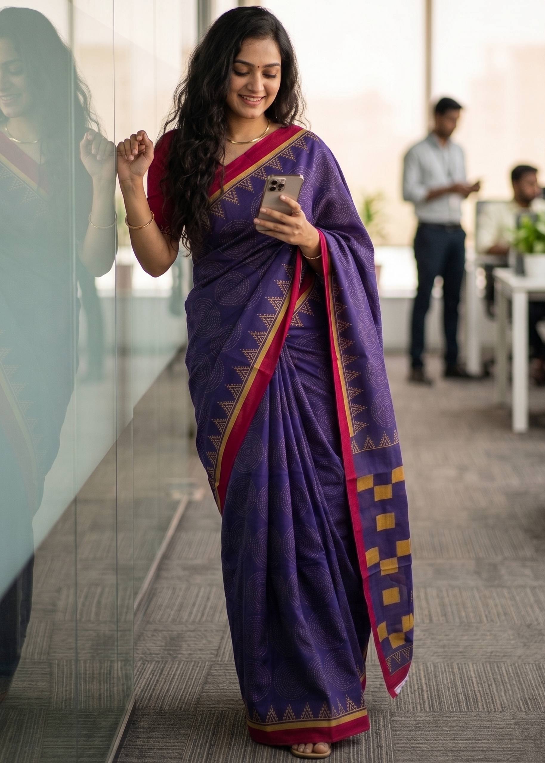 Pure Cotton Bagru Print Saree With Blouse