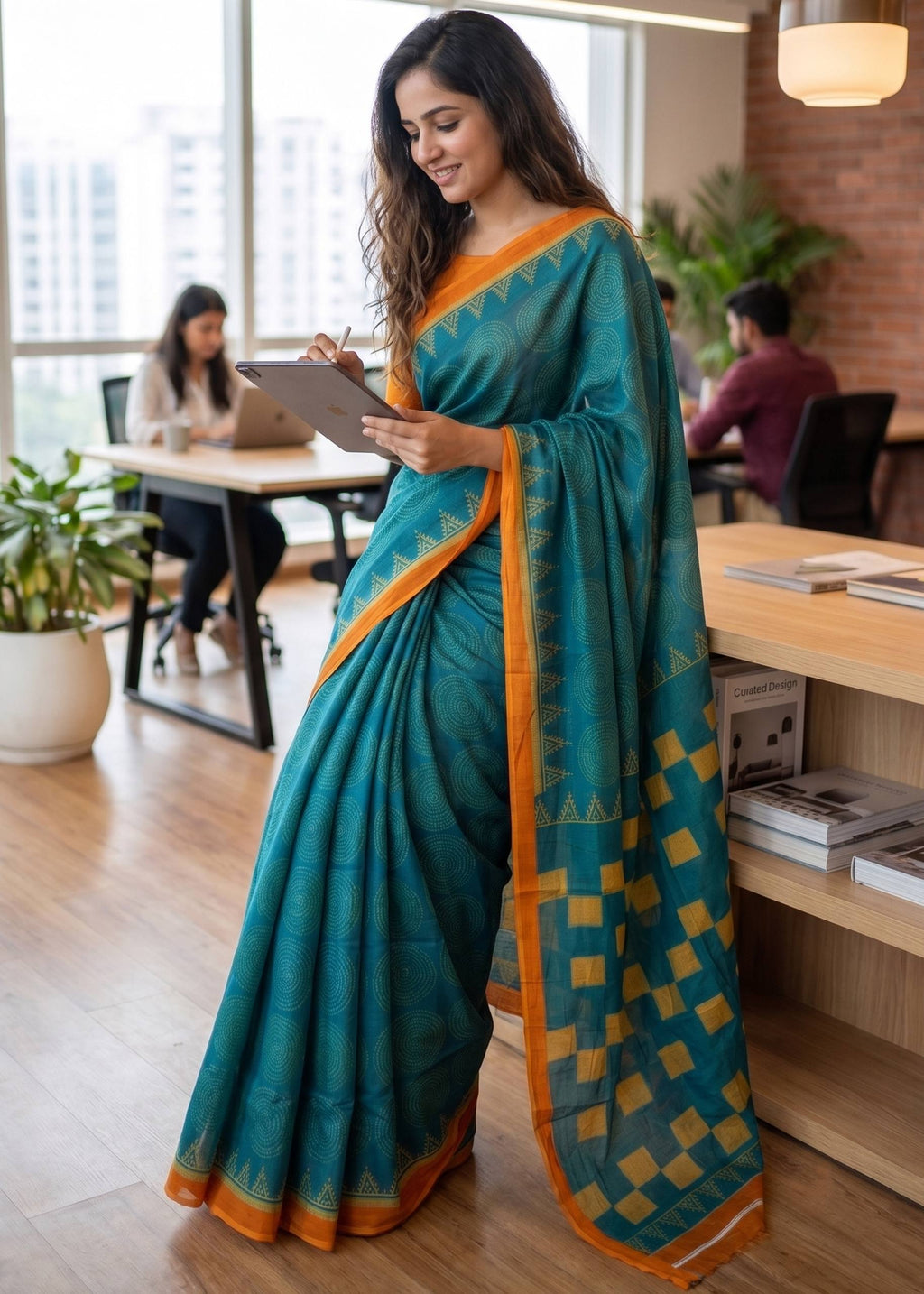 Pure Cotton Bagru Print Saree With Blouse