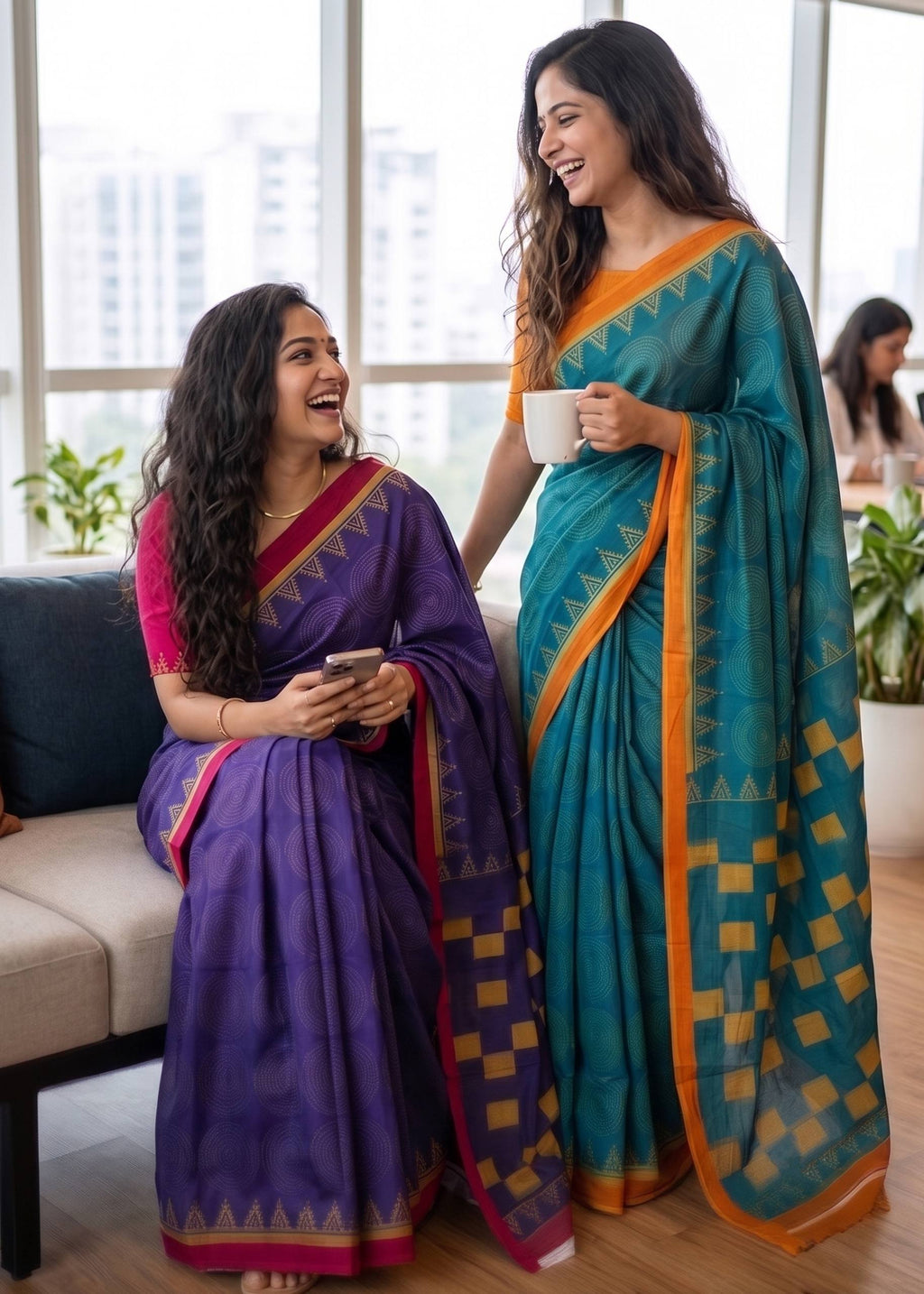 Pure Cotton Bagru Print Saree With Blouse