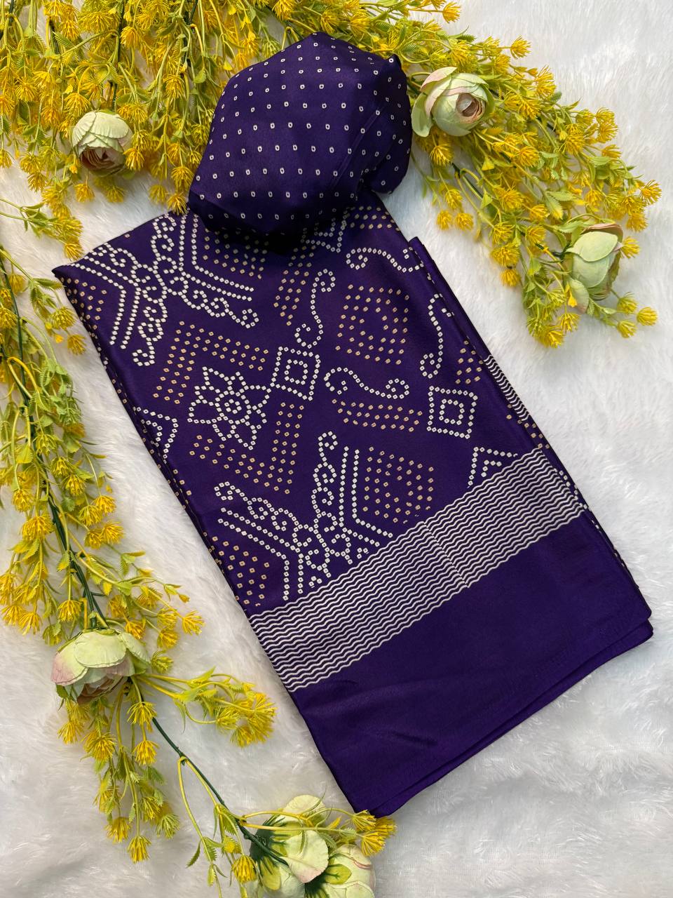New Bandhani Crepe Silk Saree with Blouse