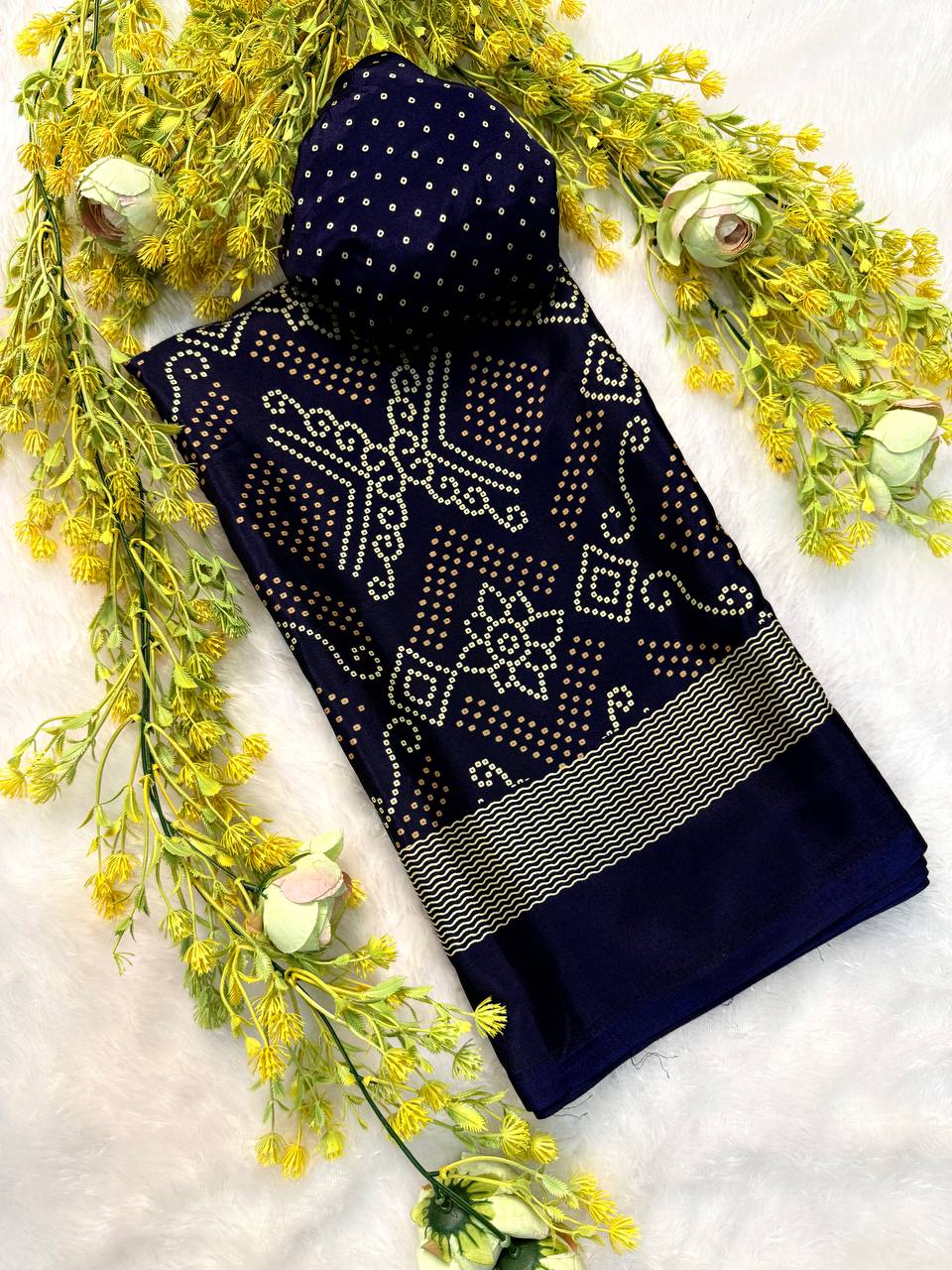 New Bandhani Crepe Silk Saree with Blouse