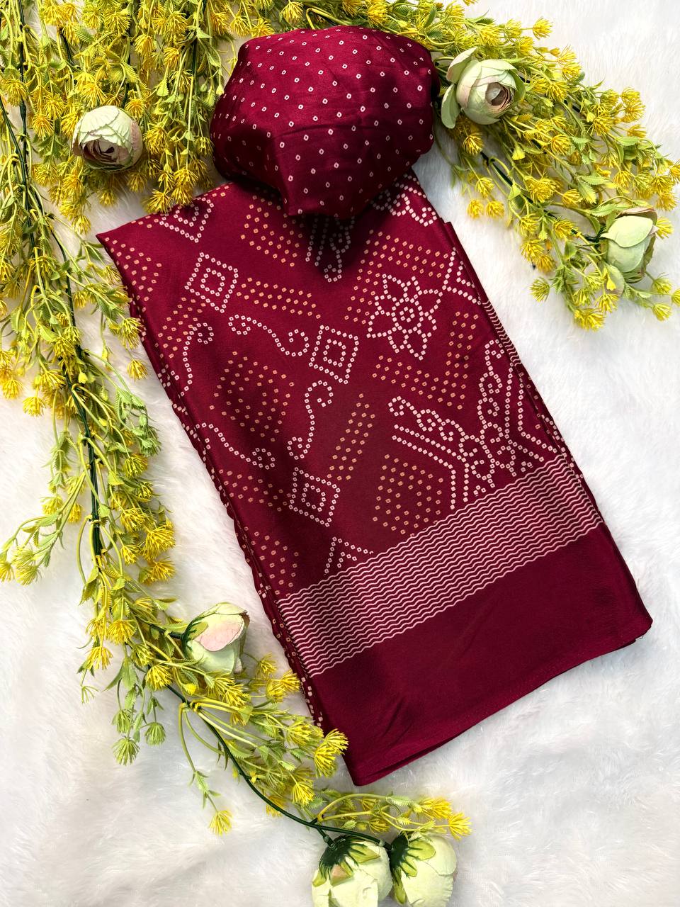 New Bandhani Crepe Silk Saree with Blouse