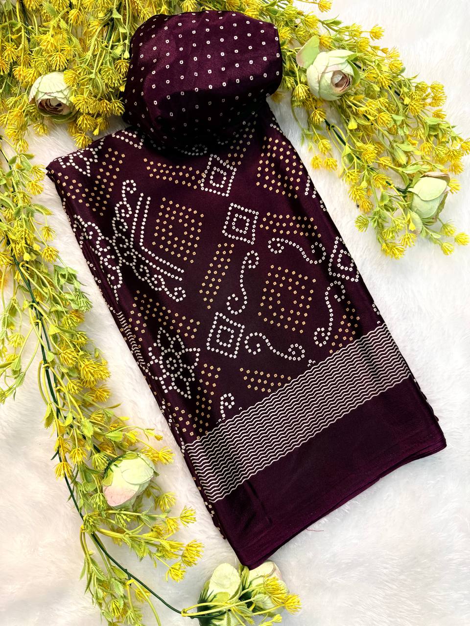 New Bandhani Crepe Silk Saree with Blouse