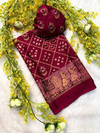 Classic Gajji Crepe Silk  Saree with Blouse