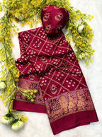 Classic Gajji Crepe Silk  Saree with Blouse