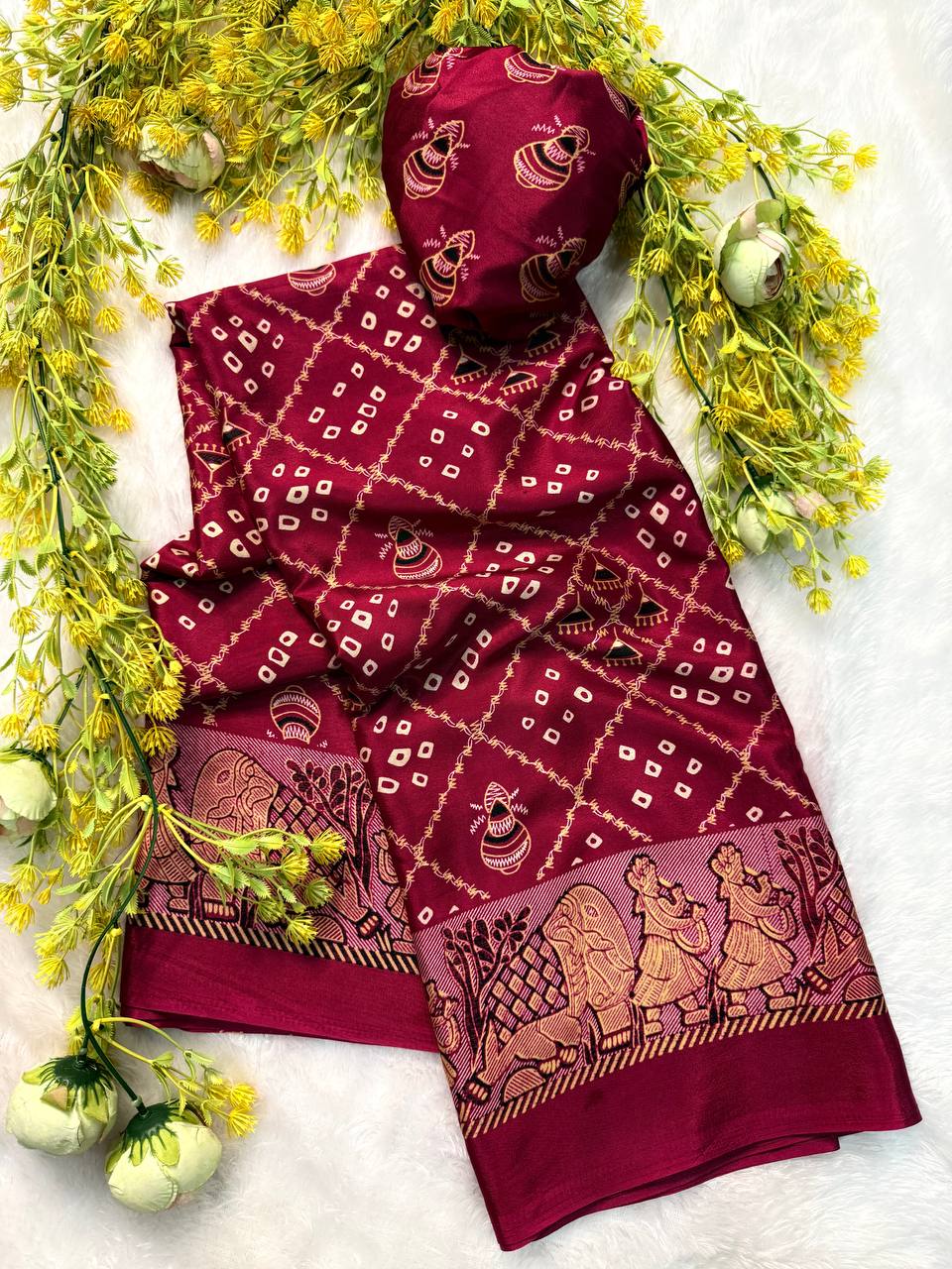 Classic Gajji Crepe Silk  Saree with Blouse