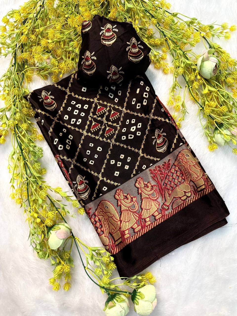 Classic Gajji Crepe Silk  Saree with Blouse