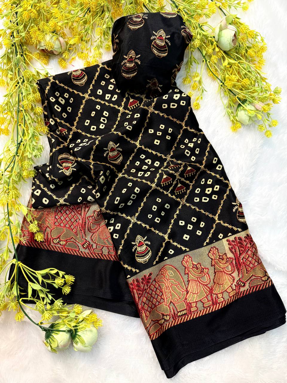 Classic Gajji Crepe Silk  Saree with Blouse