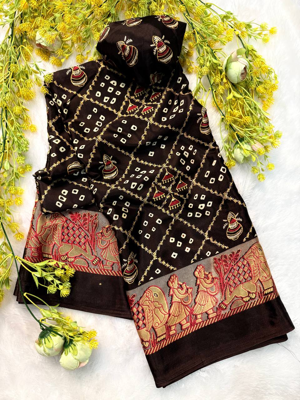 Classic Gajji Crepe Silk  Saree with Blouse