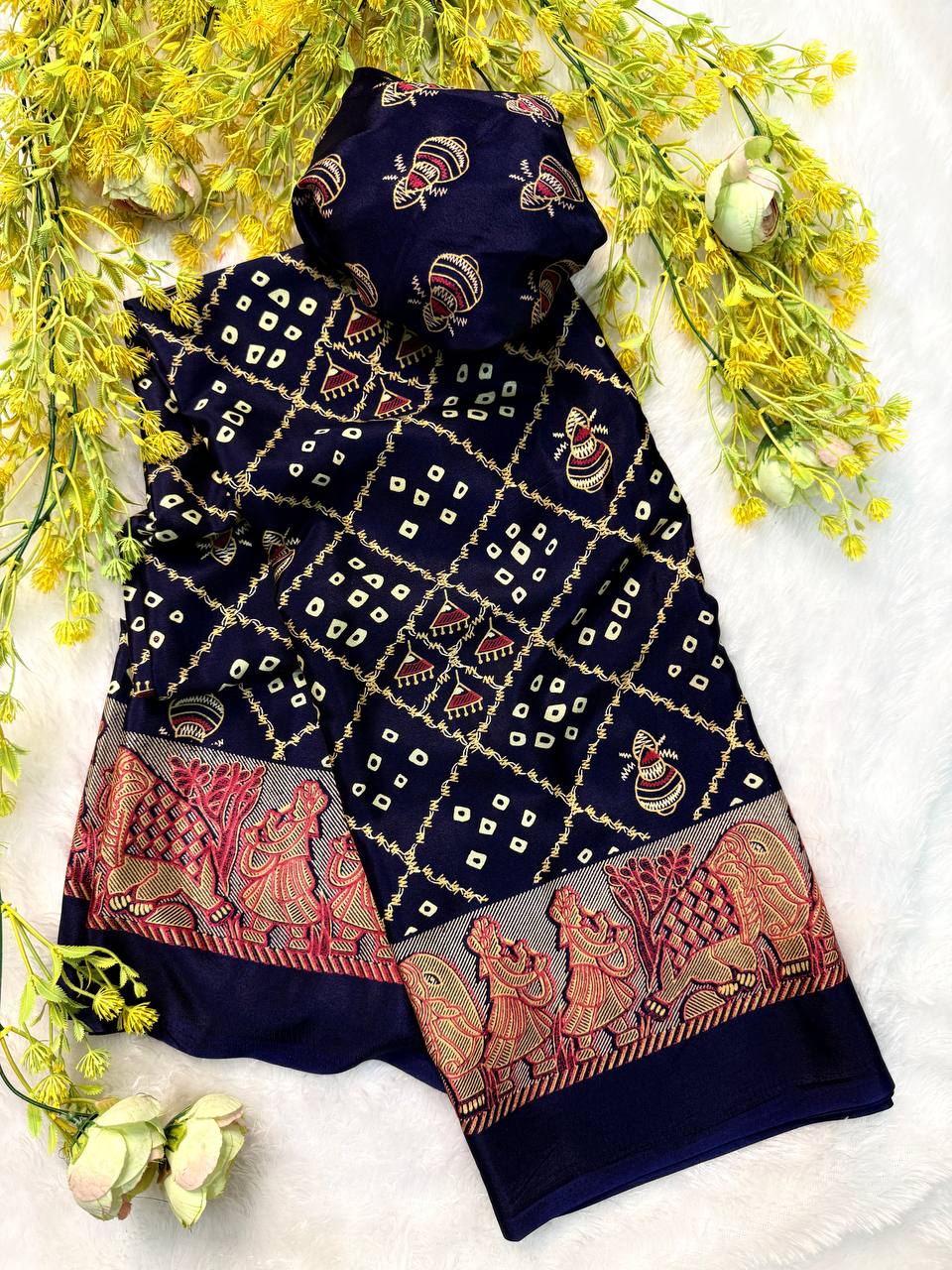 Classic Gajji Crepe Silk  Saree with Blouse
