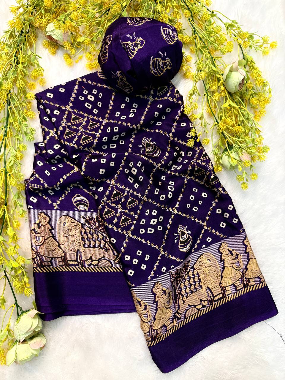 Classic Gajji Crepe Silk  Saree with Blouse