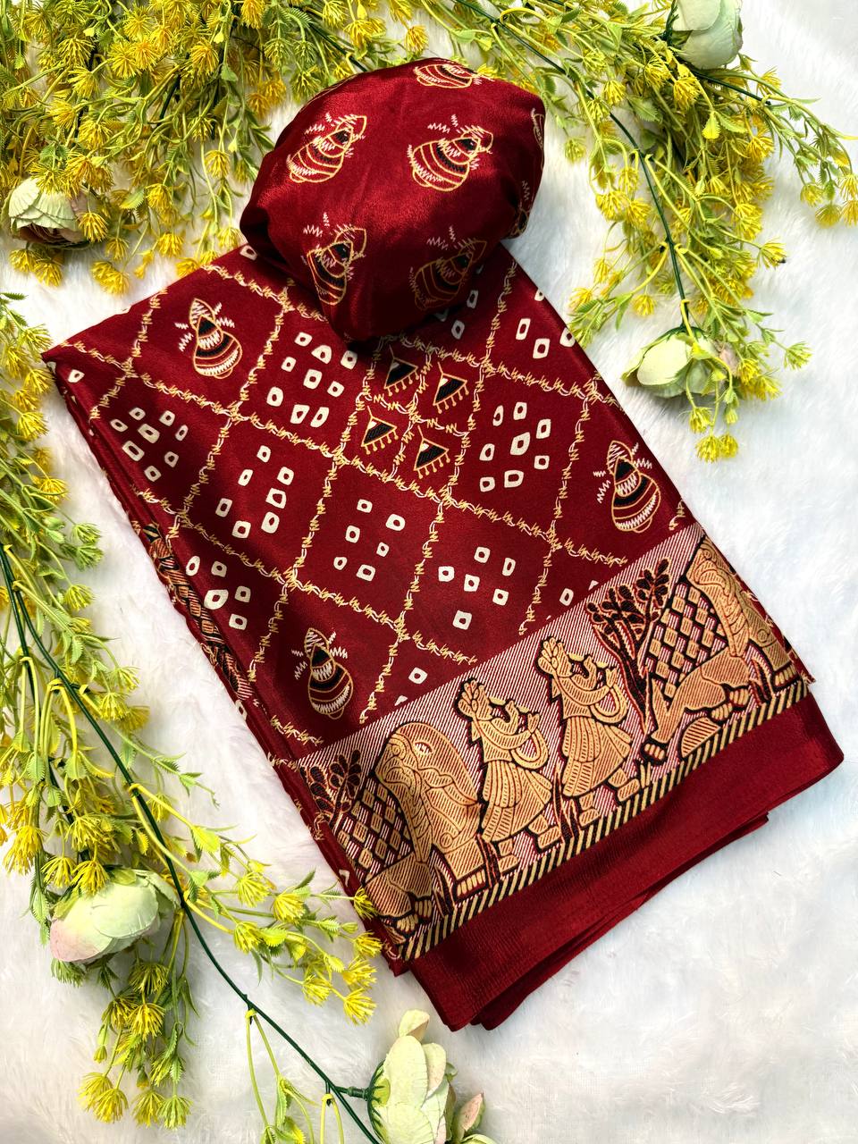 Classic Gajji Crepe Silk  Saree with Blouse