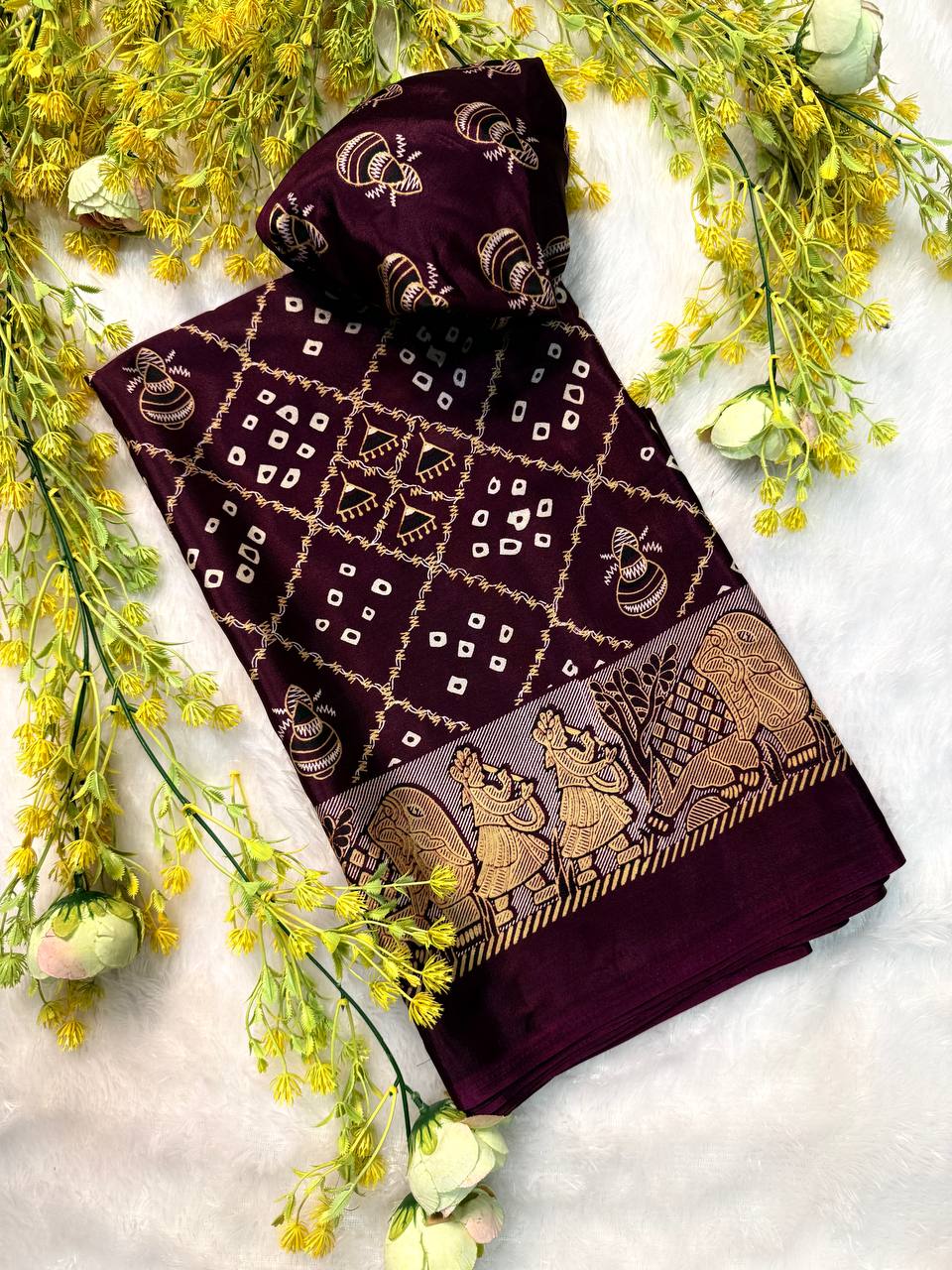 Classic Gajji Crepe Silk  Saree with Blouse