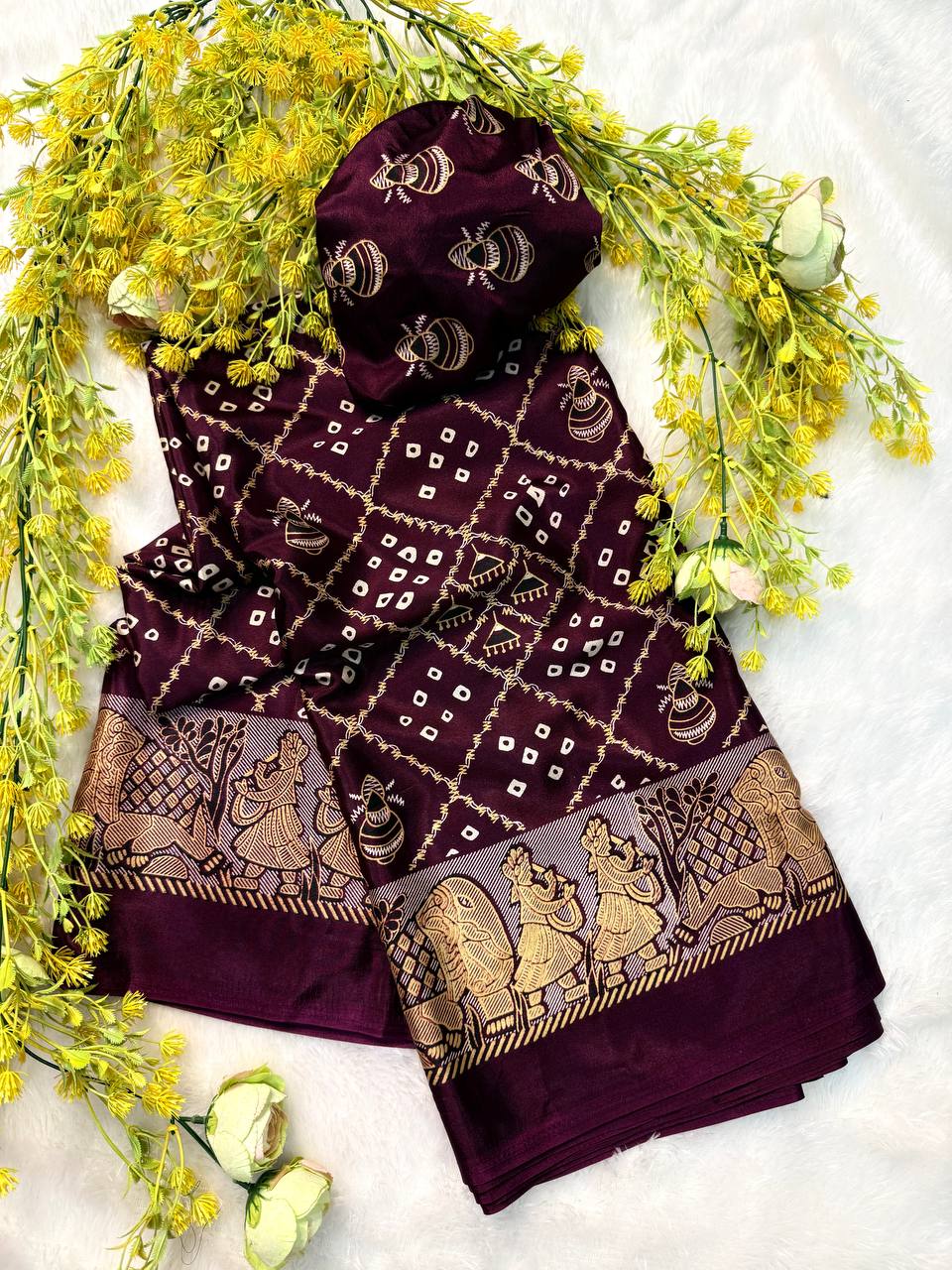 Classic Gajji Crepe Silk  Saree with Blouse