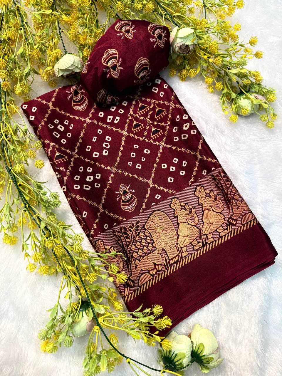 Classic Gajji Crepe Silk  Saree with Blouse