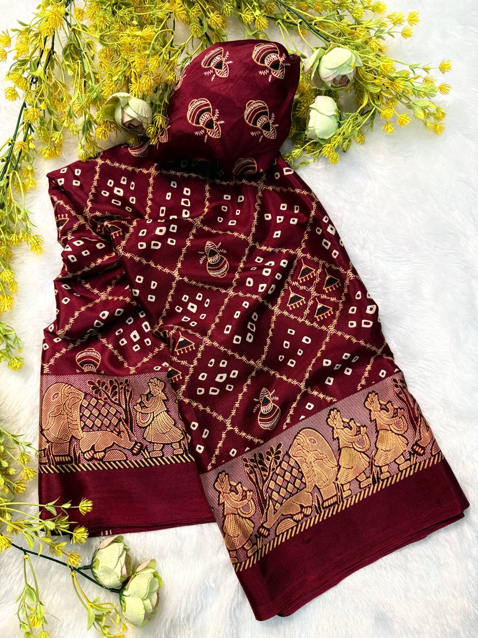 Classic Gajji Crepe Silk  Saree with Blouse
