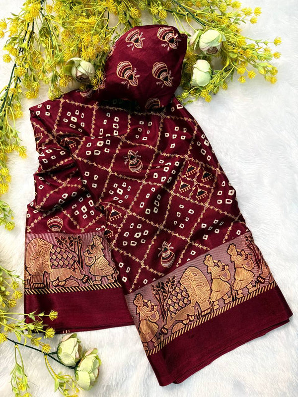 Classic Gajji Crepe Silk  Saree with Blouse
