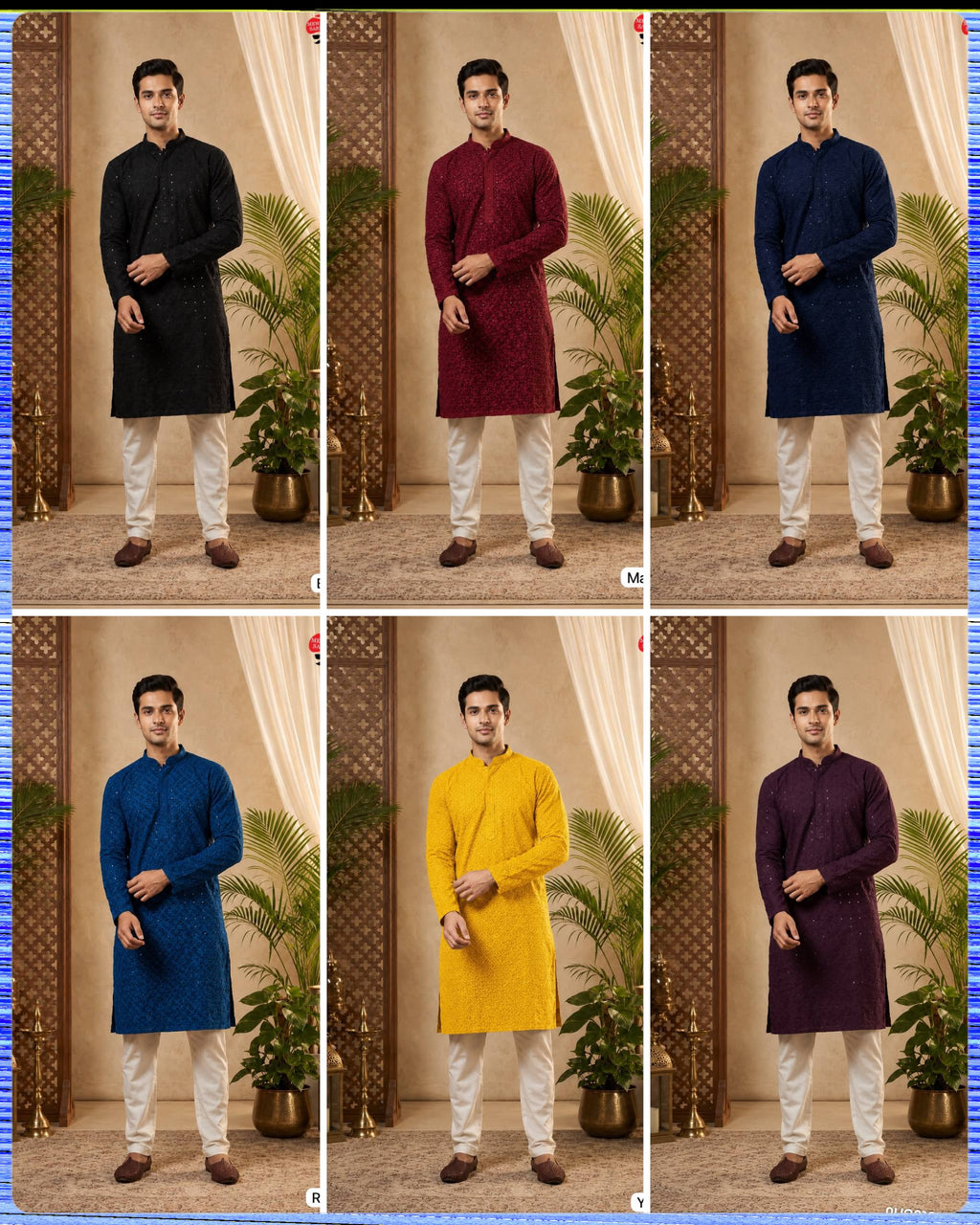 Classic Chikankari Embriodery Men's Kurta Pyjama Set