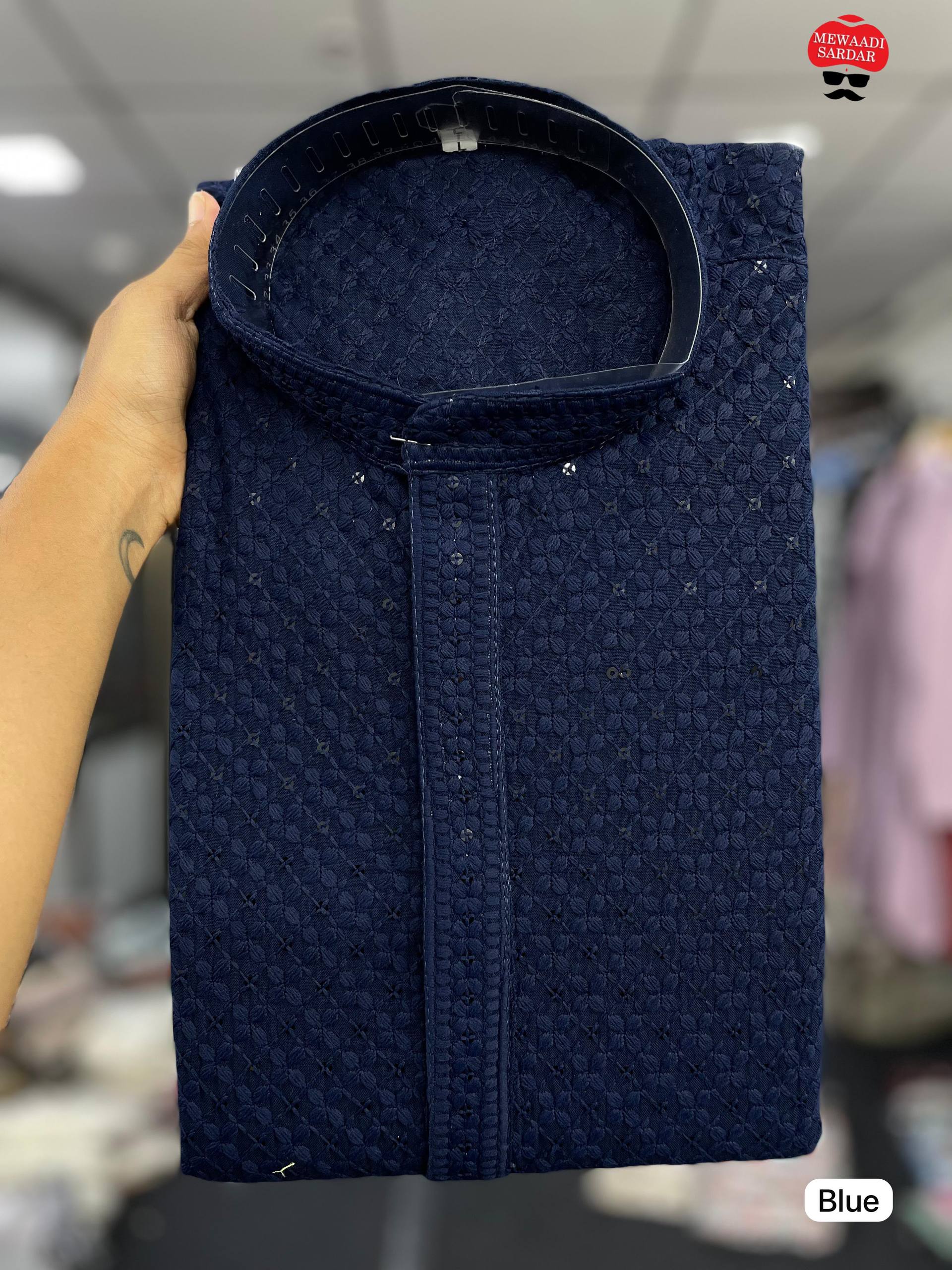Classic Chikankari Embriodery Men's Kurta Pyjama Set