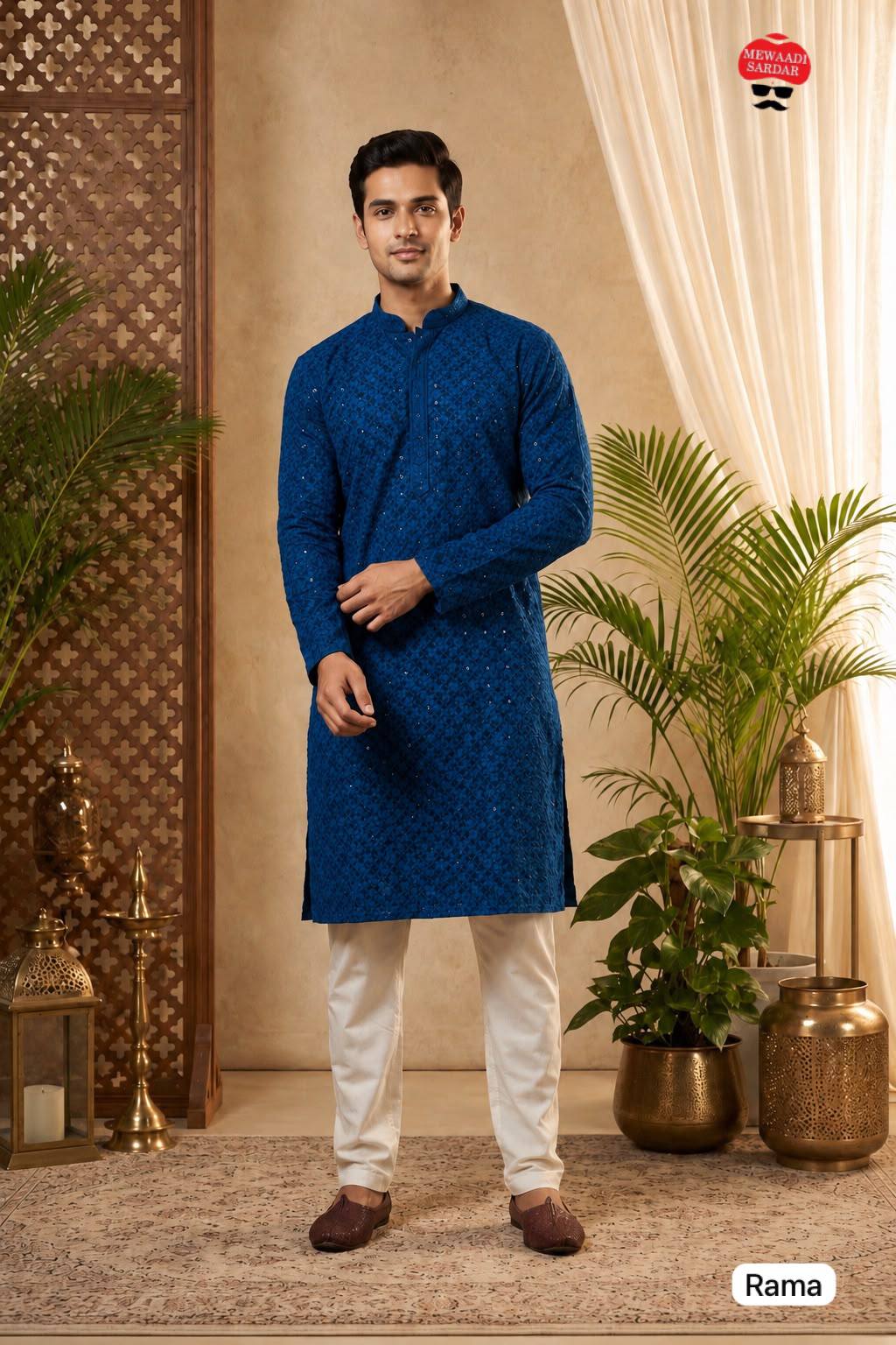 Classic Chikankari Embriodery Men's Kurta Pyjama Set