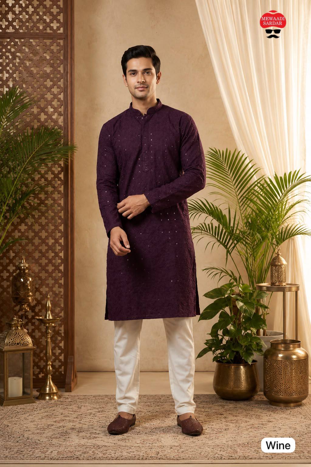 Classic Chikankari Embriodery Men's Kurta Pyjama Set