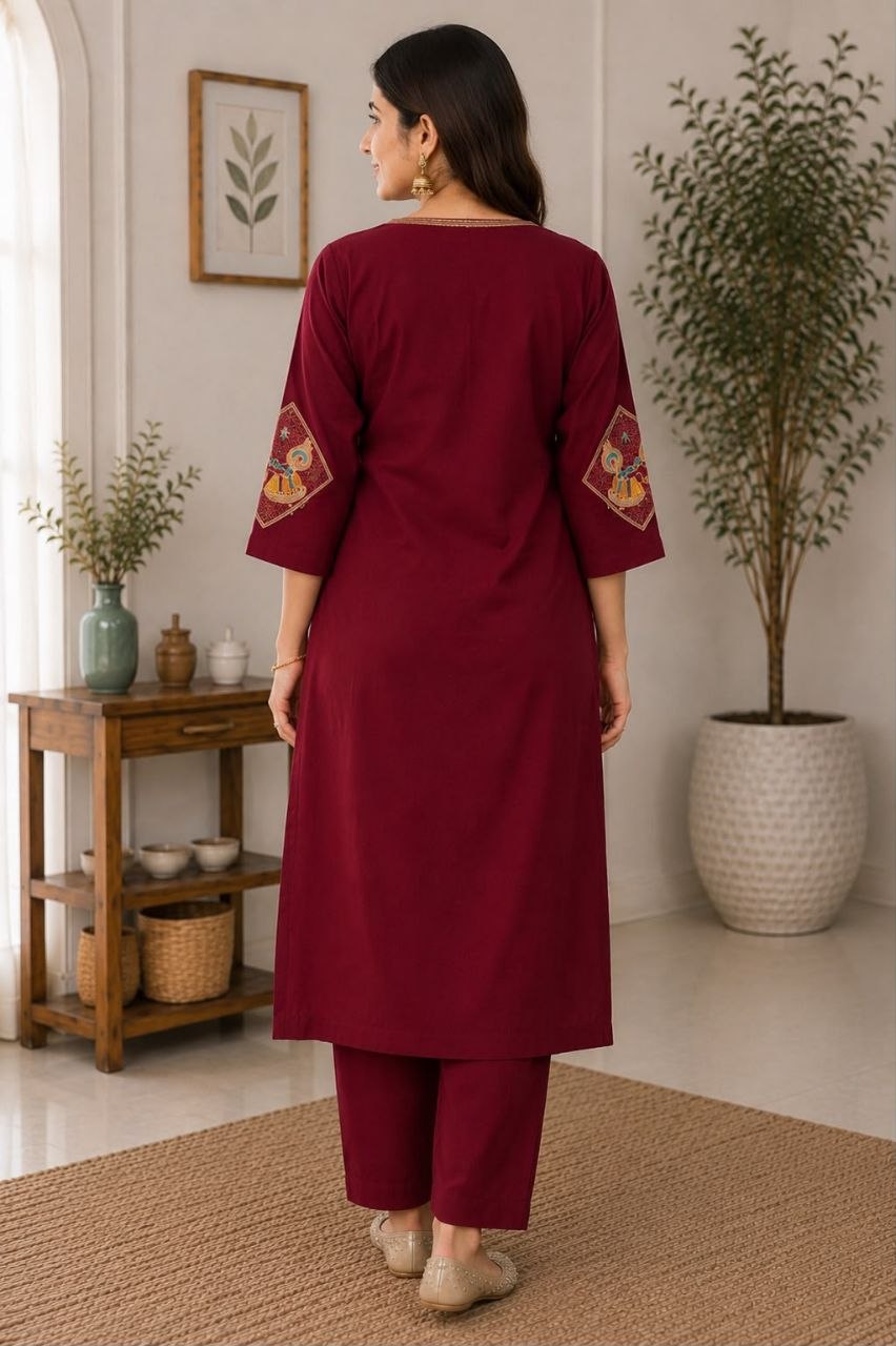 New Cotton Embriodery Kurta Pant Set