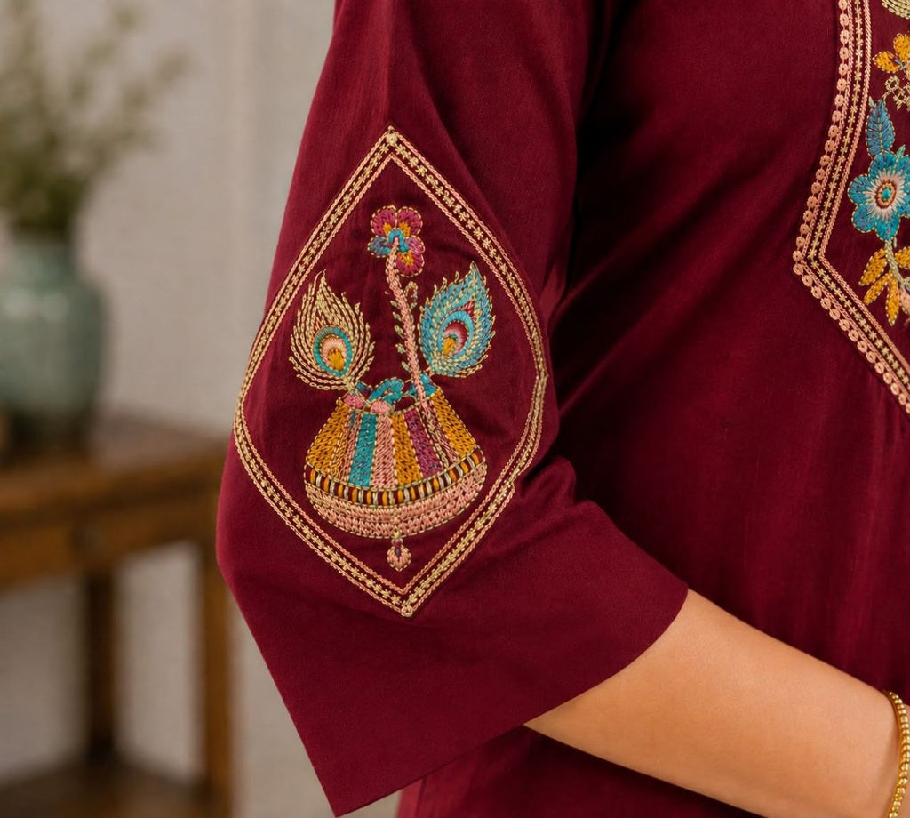 New Cotton Embriodery Kurta Pant Set