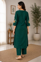 New Cotton Embriodery Kurta Pant Set