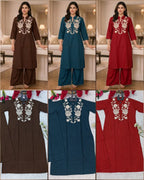Exclusive Cotton Kurti Palazzo Embriodery Co-ord Set