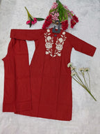 Exclusive Cotton Kurti Palazzo Embriodery Co-ord Set