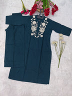 Exclusive Cotton Kurti Palazzo Embriodery Co-ord Set