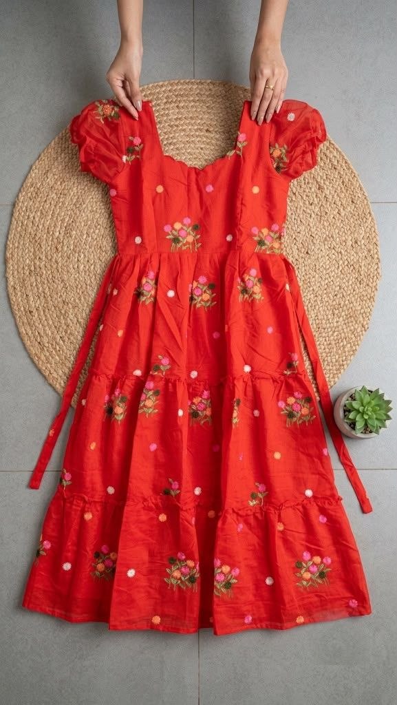 New Chanderi Cotton Maxi Dress