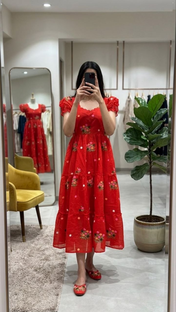 New Chanderi Cotton Maxi Dress