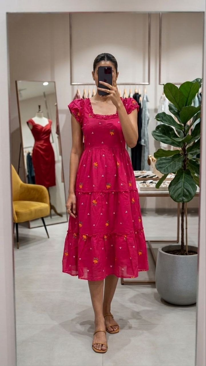 New Chanderi Cotton Maxi Dress
