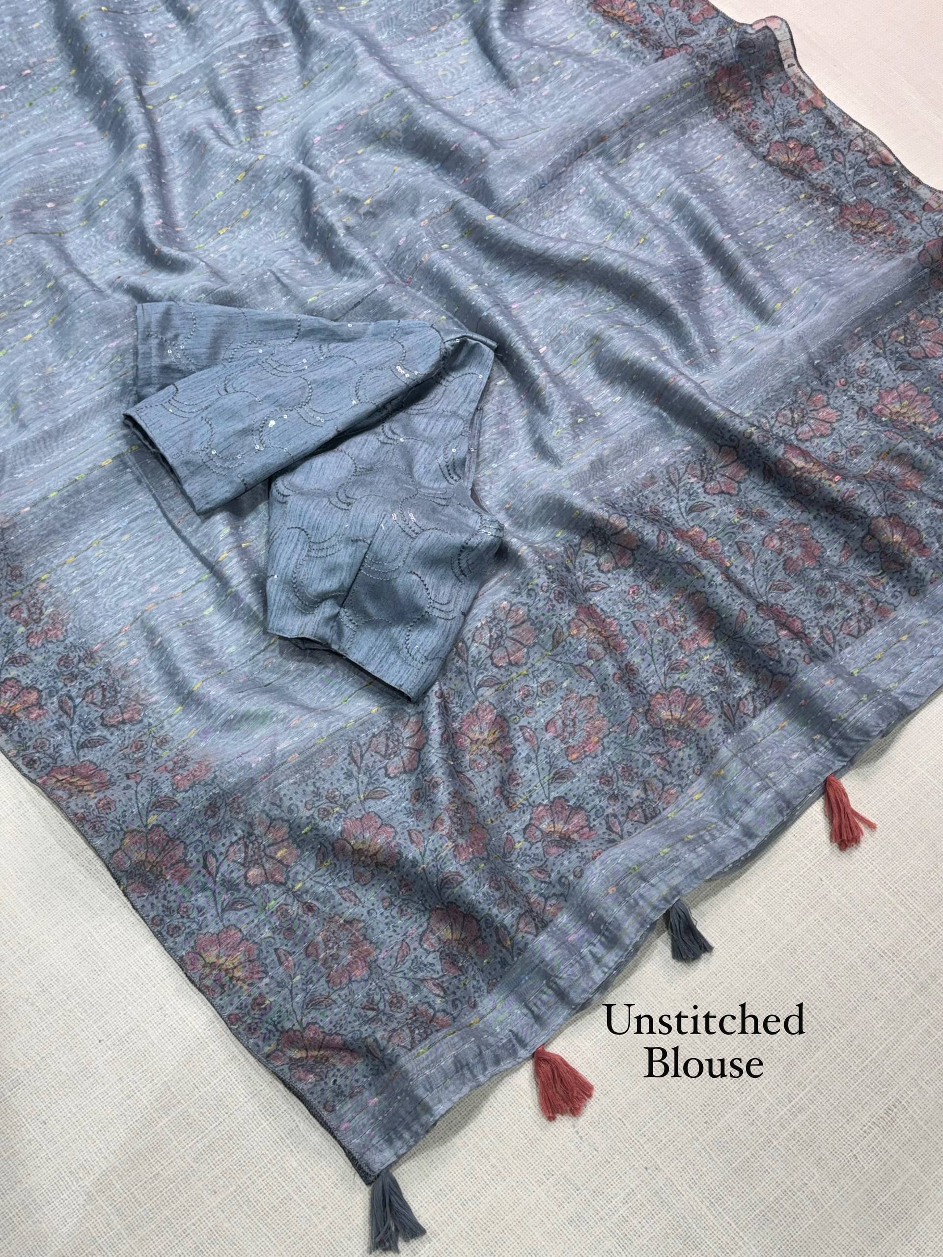 Designer Modal Cotton Printed Saree With Embriodered Blouse