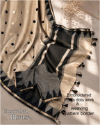 Black Beige Modal Cotton Embriodered Saree