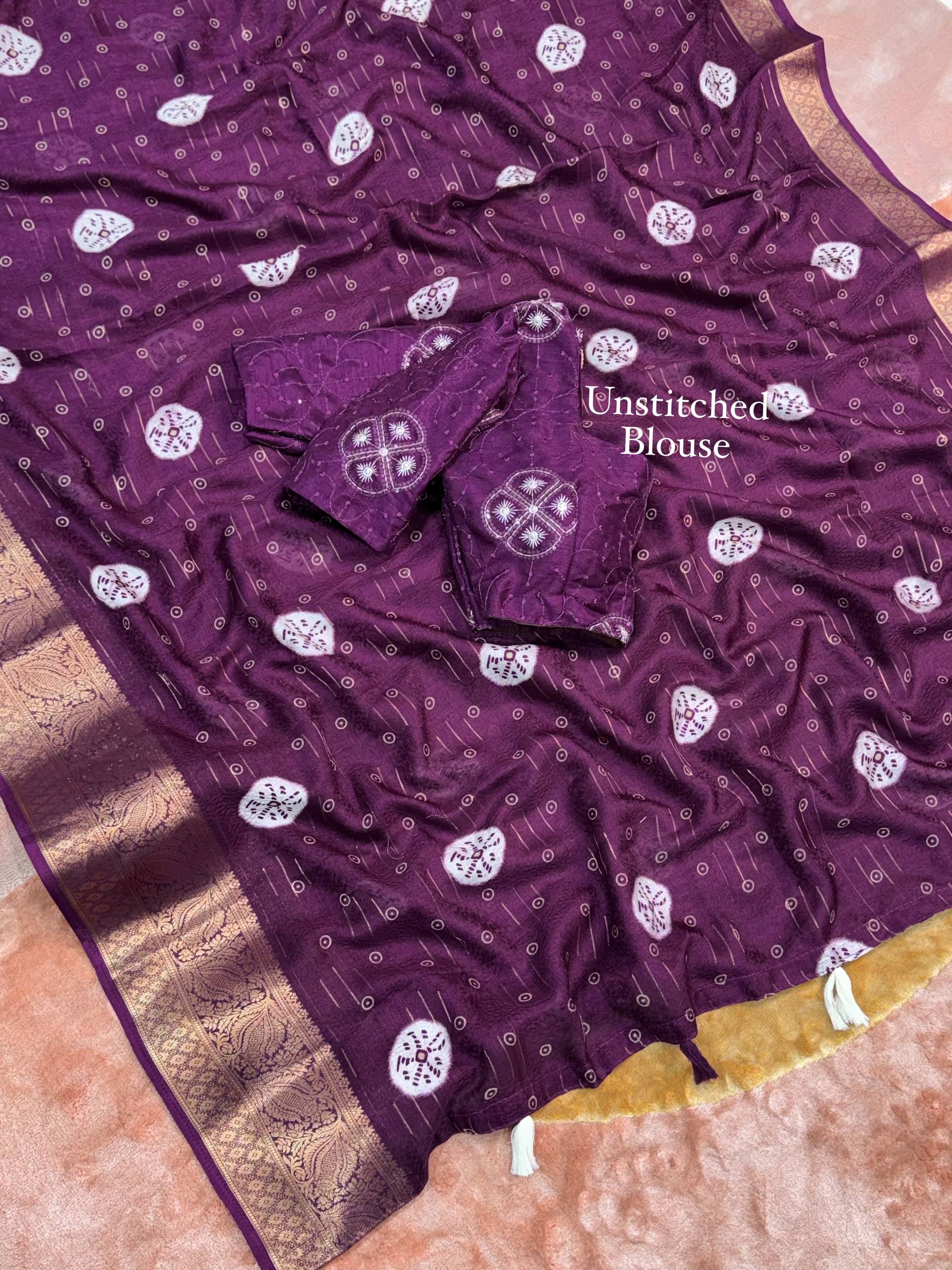 New Jacquard Silk Print Saree with Embriodered Blouse